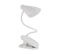 Relaxdays Lampada da Lettura con Clip, Direzionabile, Luce LED da Lettura a 3 Colori, Ricaricabile, da Scrivania, Bianco