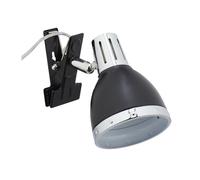Relaxdays Lampada con Clip Direzionabile, Luce da Lettura con Pinza da E14 per Camera & Ufficio, da Scrivania, Nero