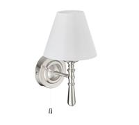 Relaxdays Wandlampe mit Schirm Lampada da Parete con Paralume, Interruttore a Catena, Salotto E14 Stoffa Metallo 28x16x19 cm, Argento/Bianco