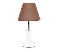 Relaxdays Lampada da scrivania, Marrone e Bianco, Moderna, Asimmetrica, Comodino, Legno, 23 x 23 x 41.5