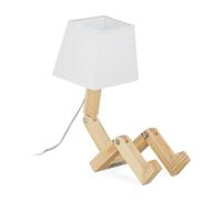 Relaxdays Lampada da Scrivania a Robot, Regolabile, Paralume, Originale, da Lettura, HLP 42x18x32 cm, Legno Naturale