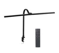 Relaxdays Lampada da scrivania, Telecomando e Touch, LED a Doppia Testa, Larghezza 80 cm, Morsetto con Collo D'Oca, Nera