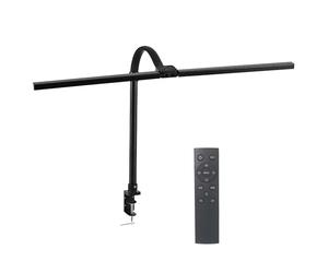 Relaxdays Lampada da scrivania, Telecomando e Touch, LED a Doppia Testa, Larghezza 80 cm, Morsetto con Collo D'Oca, Nera