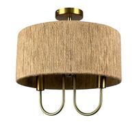 Relaxdays Lampada da soffitto Boho in Metallo e Carta, 2 luci, 35x35x35 cm, E14, Naturale/Bronzo