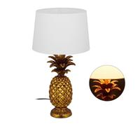 relaxdays Lampada da Tavolo a Forma di Ananas, Paralume in Stoffa, Attacco E27, con Cavo, Decorativa, HD 54 x 30 cm, Oro