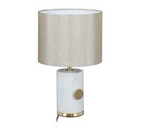 Relaxdays Lampada da Tavolo, Abat-Jour con Base in Marmo e Paralume in Stoffa, Attacco E14, HxD: 34,5 x 21 cm ca.