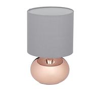 Relaxdays Lampada da Tavolo, Abat Jour Paralume in Tessuto e Base Ferro, E14, HxD: 33,5x18 cm, Luce Comodino Letto, Rame