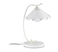 Relaxdays Lampada da Tavolo, Abat-jour Vintage, Base in Legno, Paralume in Vetro, E27, Metallo, HLP: 43x29x25 cm, Bianco