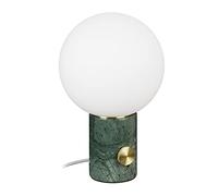 Relaxdays Lampada da Tavolo, Base in Marmo, Sfera Vetro, E14, Regolabile, Scrivania & Comodino, 32 x 19 cm, Bianco/Verde