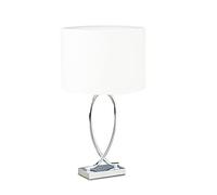 Relaxdays Lampada da tavolo comodino argento paralume tondo struttura ferro HLP: 51x28x28 cm bianco