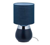 Relaxdays Lampada da Tavolo, Luce Indiretta con Funzione Touch, Abat Jour con Paralume, H x D: 32 x 18 cm, Blu Scuro