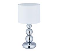 Relaxdays Lampada da Tavolo con Sfere, Abat Jour con Paralume di Stoffa, HxD: 50 x 25 cm, Attacco E27, Argento Bianco, Ferro