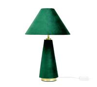 Relaxdays Lampada da tavolo, da comodino, verde scuro | Paralume in velluto e base in metallo, E14, H 47x30 cm