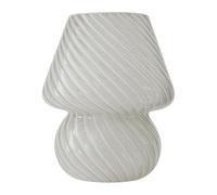 Relaxdays Lampada da tavolo, design a fungo, vetro, E27, lampada a batteria, HxD: 24 x 16 cm, funzione touch, bianca