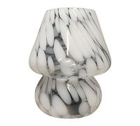 Relaxdays Lampada da Tavolo a Fungo, Vetro, Touch, Batteria, Bianca, 24x16x16 cm