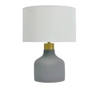 Relaxdays Lampada da Tavolo in Cemento e Tessuto, E27, 35x25x25 cm, Cavo, Grigio/Bianco