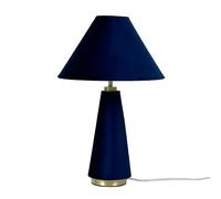Relaxdays Lampada da Tavolo in Velluto Blu Scuro/Oro, Paralume, Base Metallo, E14, H 47x30 cm