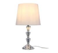 Relaxdays Lampada da Tavolo in Vetro e Tessuto, E27, 40,5x23x23cm, Design Cristallo Bianca