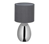 Relaxdays Lampada da Tavolo, Luce Indiretta con Funzione Touch, Abat Jour con Paralume, HxD 34,5x18 cm, Argentato Grigio