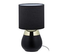 Relaxdays Lampada da Tavolo, Luce Indiretta con Funzione Touch, Abat Jour Moderna con Paralume, H x D: 32 x 18 cm, Nero