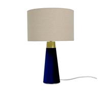 Relaxdays Lampada da Tavolo in Lino e Velluto, Base E27, HxD: 47x40 cm, Beige/Blu