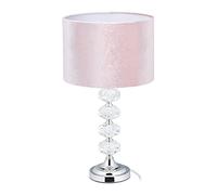 Relaxdays Lampada da Tavolo, Paralume in Velluto & Base in Cristallo, HxD: 47 x 26 cm, Abat-Jour Classica, Salotto, Rosa
