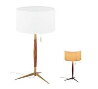 Relaxdays Lampada da Tavolo, Paralume & Interruttore, E27, Scrivania, Comodino, Abat Jour Interni, Bianco/Marrone/Ottone