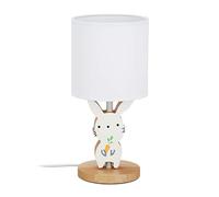 relaxdays Lampada da Tavolo per Bambini, Bimbi & Bimbe, Paralume in Stoffa, Adorabile Coniglietto, HxD: 36x17 cm, bianco