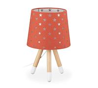 Relaxdays Lampada da Tavolo per Bambini, Luce Comodino per Cameretta, E14, Scrivania, Design Stelline, 39x25 cm,rossa