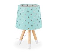 Relaxdays Lampada da Tavolo per Bambini, Luce Comodino per Cameretta, E14, Scrivania, Design Stelline, 39x25 cm, Menta, 39 x 25 x 25 cm