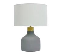 Relaxdays Lampada da Tavolo in Cemento e Tessuto, E27, 35x25x25 cm, Cavo, Grigio/Bianco
