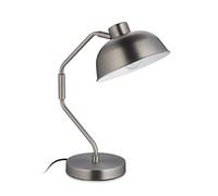 Relaxdays Lampada da Tavolo Vintage, Abat-jour con Paralume Inclinabile, Attacco E14, Luce Comodino, Metallo, Argentato