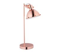 Relaxdays Lampada da Tavolo Vintage, Abat Jour con Paralume Inclinabile, E14, Luce Ufficio e Studio, in Ferro, Oro Rosa, 48 x 17 x 24,5 cm