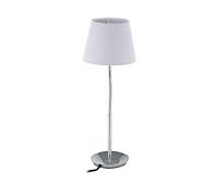 Relaxdays Lampada da Tavolo Vintage, Abat Jour da Comodino, Paralume in Stoffa, Base in Metallo, Attacco E14, Bianco