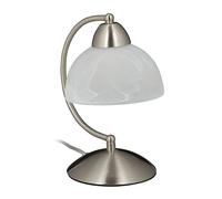Relaxdays Lampada da Tavolo Vintage, Funzione Touch, Vetro & Ferro, Argento | Regolabile, E14, 230V, 25x15x19 cm