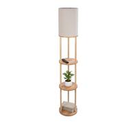 Relaxdays Lampada da terra 3 ripiani paralume lino