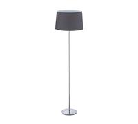 Relaxdays Lampada da Terra con Paralume, Stelo Cromato, Attacco E27, Ø 40 cm, Piantana da Pavimento, 148,5 cm, Grigio