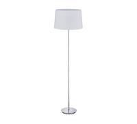 Relaxdays Lampada da Terra con Paralume, Stelo Cromato, Attacco E27, Ø 40 cm, Piantana da Pavimento, 148,5 cm, Bianco