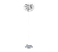 Relaxdays Lampada da Terra con Paralume, Stelo Cromato, Attacco E27, Piantana da Pavimento, Argento e Trasparente