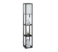 Relaxdays Lampada con Ripiani, HLP 161 x 26 x 26 cm, Luce con Attacco E27, Piantana da Pavimento dal Design Moderno,Nero