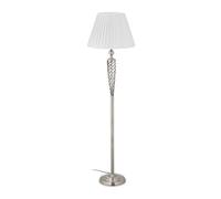 Relaxdays Lampada da Terra Antica, Paralume in Stoffa, Base Decorativa in Metallo, HxD: 157 x 42 cm, Argento Bianco