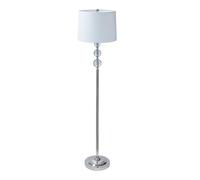 Relaxdays Lampada da Terra con Paralume in Tessuto e Metallo, E27, Effetto Cristallo, 155x35,5 cm, Argento/Bianco