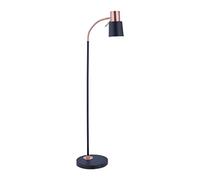 Relaxdays Lampada da Terra Regolabile, Piantana a Stelo per Soggiorno, Salotto, Camera, HxD: 140x25 cm, Nero Rosègold