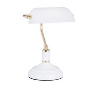 Relaxdays Lampada Ministeriale Scrivania, Tavolo, Paralume Vetro Orientabile, 36x26x21 cm, E27, 40 W, Bianco-Oro