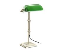 Relaxdays Lampada Ministeriale Verde da Tavolo Vetro Decorativa Retro Effetto Ottone HxLxP: 52 x 27 x 18 cm Bronzo