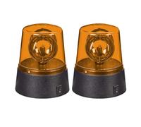 Relaxdays Lampada Polizia Party, Set 2 LED Lampeggianti, Riflettore Girevole, a Batteria, Luce Stroboscopica, Arancione