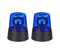 Relaxdays Lampada Polizia Party, Set 2 LED Lampeggianti, Riflettore Girevole, Gioco a Batteria, Luce Stroboscopica, Blu, 11,5 x 9,5 cm