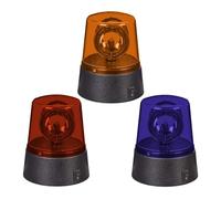 Relaxdays Lampada Polizia Party, Set 3 LED Lampeggianti, Riflettore Luce Stroboscopica, a Batteria, Arancione, Blu, Rosso, Giallo