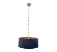 Relaxdays Lampada Sospensione Moderna in Tessuto, Attacco E27, 180x40 cm, Nera/Bronzo