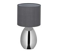Relaxdays Lampada da Tavolo, Luce Indiretta con Funzione Touch, Abat Jour con Paralume, HxD 34,5x18 cm, Argentato Grigio